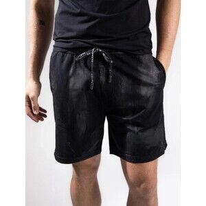 Monfrere Shorts Mens XL Black Coated Noir Drawstring West Relaxed Short $228